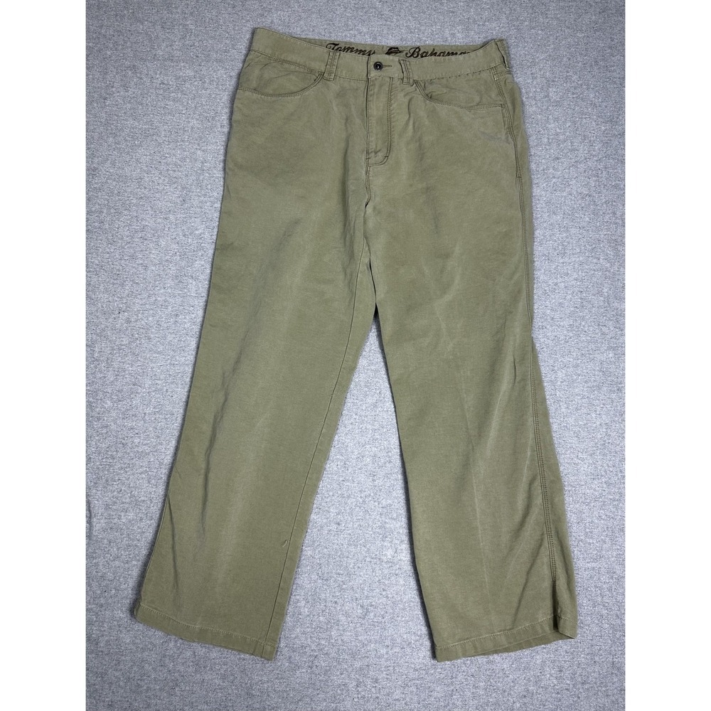 Tommy Bahama Pants Mens 35 Green‎ Relaxed Straight Casual Tencel Cotton Blend